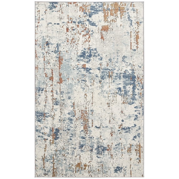 Nourison Concerto Abstract Beige Blue Rust 3'9" x 5'9" Area Rug, (4x6)