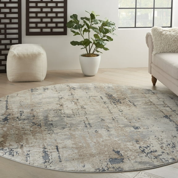 Nourison Concerto Abstract Beige Grey 10' x Round Area Rug (10 Round)