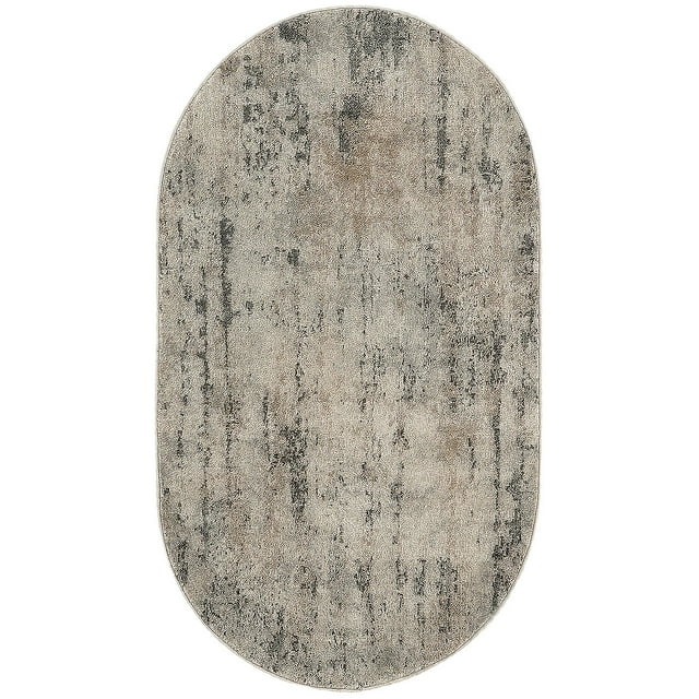 Nourison Concerto Abstract Beige Grey 3' x 5' Oval Area Rug (3x5