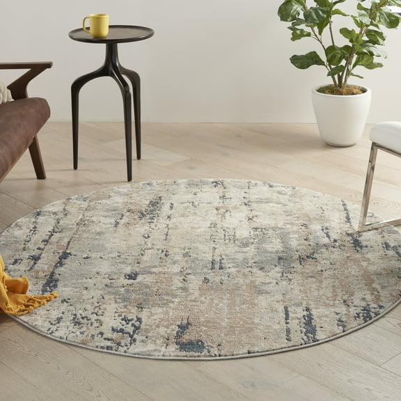 Nourison Concerto Abstract Beige/Grey 4' x round Area Rug, (4 Round)