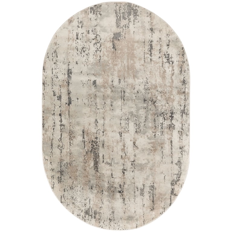 Nourison, Area Rug, 5' x 8' Oval, Abstract Beige Grey - Walmart.com