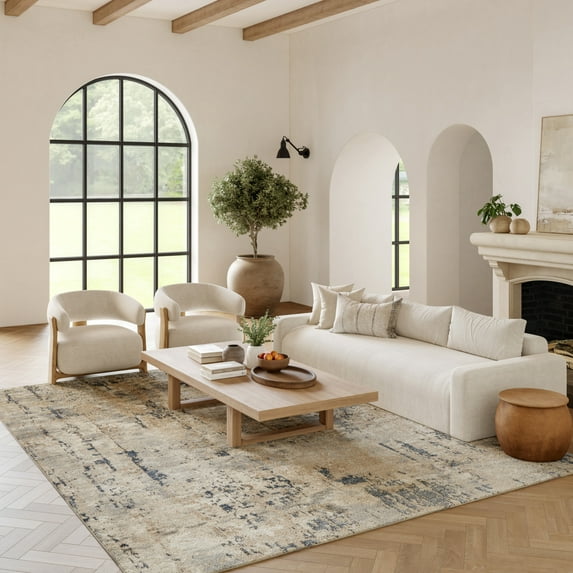 Nourison Concerto Abstract Beige/Grey 7'10" x 9'10" Area Rug, (8x10)