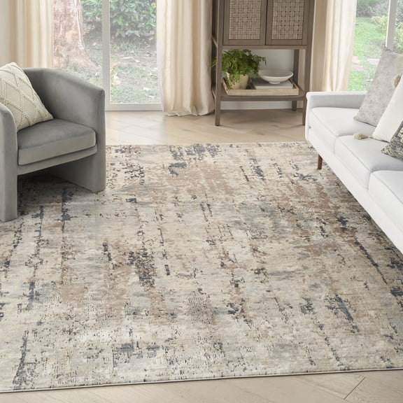Nourison Concerto Abstract Beige/Grey 8'10" x 11'10" Area Rug, (9x12)
