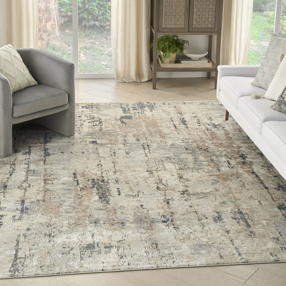 Nourison Concerto Abstract Beige/Grey 8'10" x 11'10" Area Rug, (9x12)