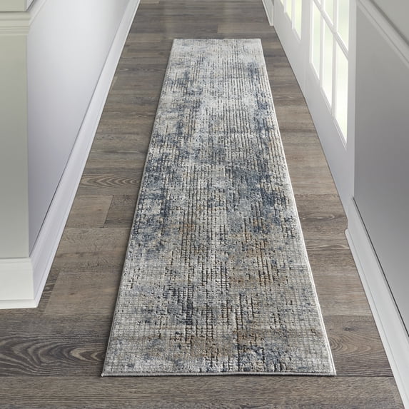 Nourison Concerto Abstract Blue/Beige 2'2" x 10' Area Rug, (2x10)