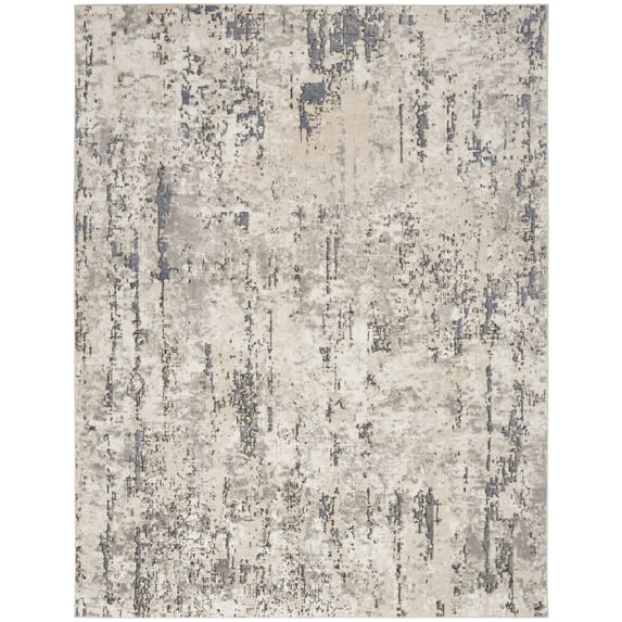 Nourison Concerto Abstract Ivory Blue Grey 8'10" x 11'10" Area Rug (9x12)