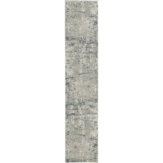 Nourison Concerto Abstract Ivory Grey Blue 2'2" x 16' Area Rug (2x16)