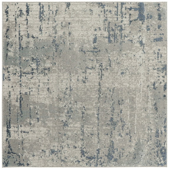 Nourison Concerto Abstract Ivory Grey Blue 4' x Square Area Rug (4 Square)