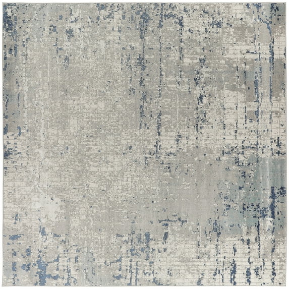 Nourison Concerto Abstract Ivory Grey Blue 7'10" x Square Area Rug (8 Square)