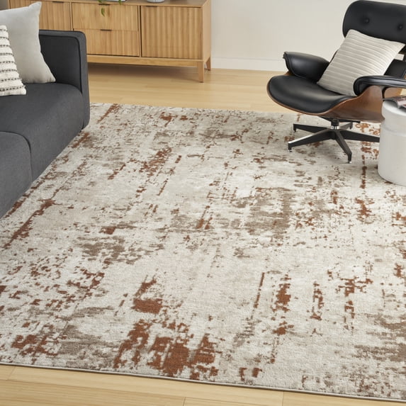 Nourison Concerto Abstract Ivory Rust 10' x 14' Area Rug (10x14)