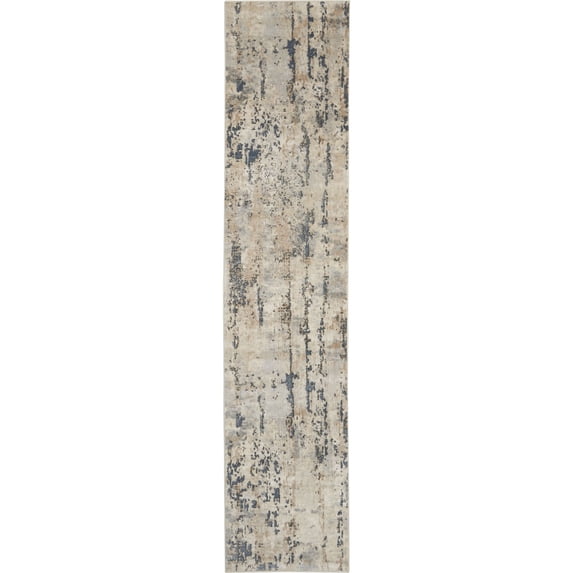 Nourison Concerto Beige/Grey 2'2" x 12' Area Rug, Abstract, Distressed, Bed Room, Living Room, Dining Room, Kitchen, Easy Cleaning, Non Shedding,