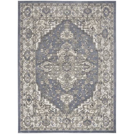Nourison Concerto Center Medallion Indoor Rug Blue 5'3"x7'3"