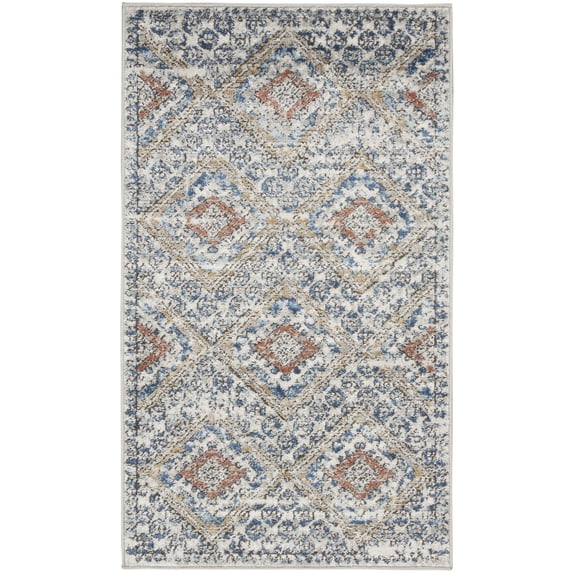 Nourison Concerto Distressed Contemporary Blue/Ivory Area Rug