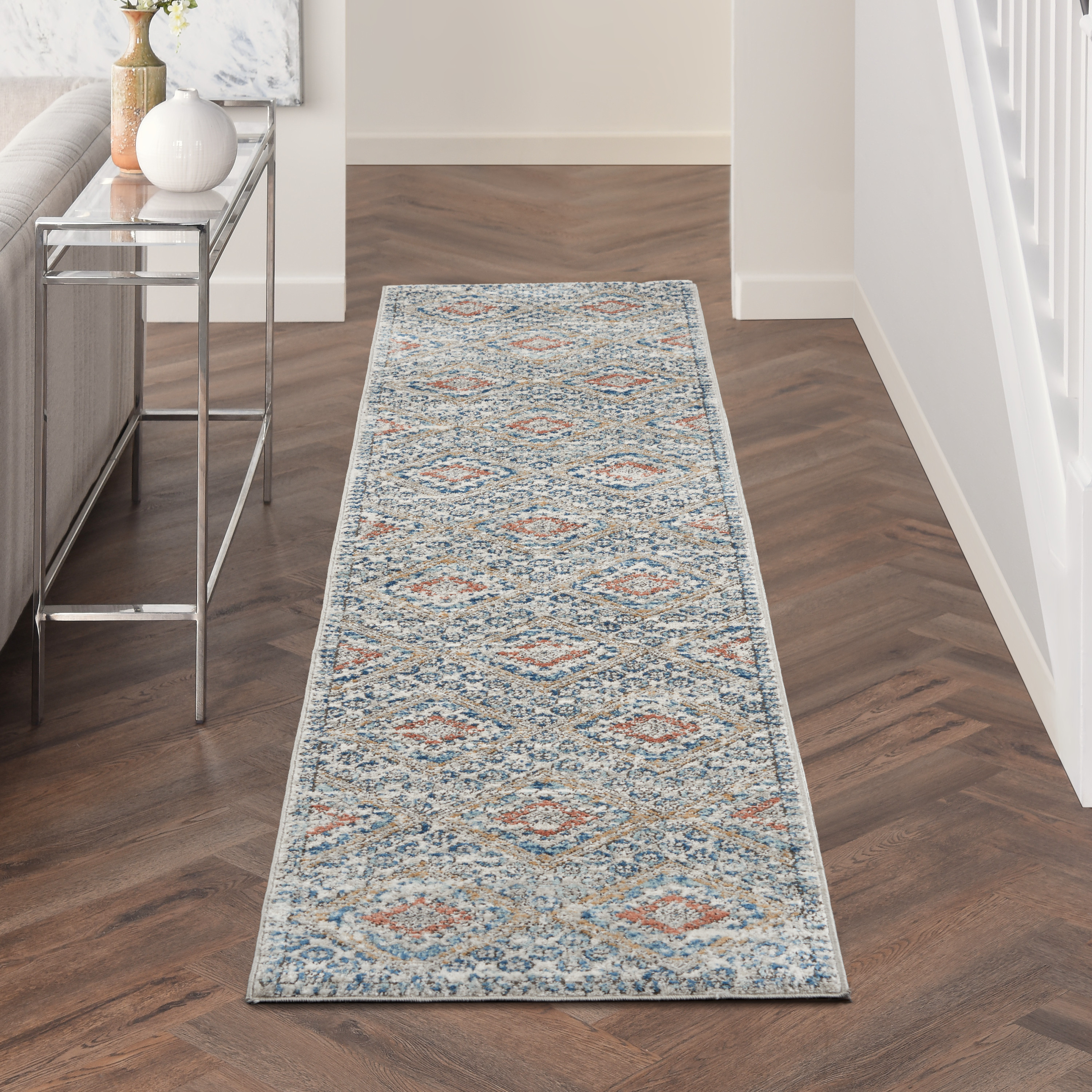 Nourison Concerto Distressed  Contemporary Blue/Ivory Area Rug