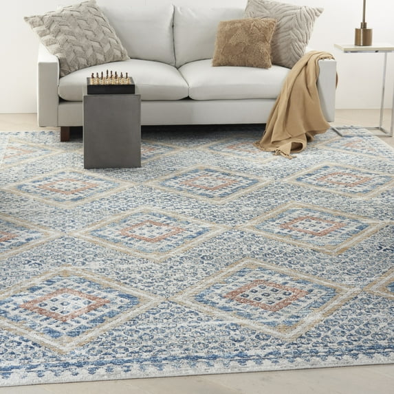 Nourison Concerto Distressed Contemporary Blue/Ivory Area Rug