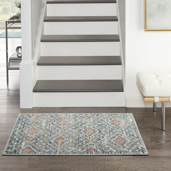 Nourison Concerto Distressed Contemporary Blue/Ivory Area Rug