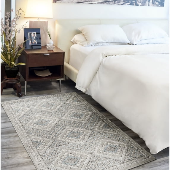 Nourison Concerto Distressed Contemporary Grey/Ivory/Blue Area Rug