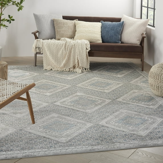 Nourison Concerto Distressed Contemporary Grey/Ivory/Blue Area Rug