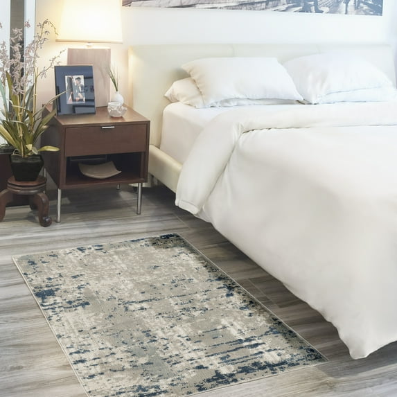Nourison Concerto Distressed Ivory Grey Blue 2'2" x 3'9" Area Rug (2x4)