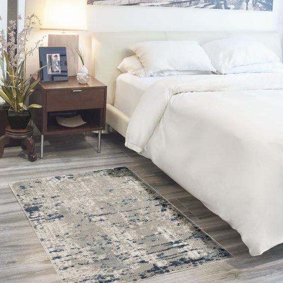 Nourison Concerto Distressed Ivory Grey Blue 2'2" x 3'9" Area Rug (2x4)
