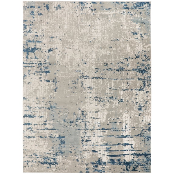 Nourison Concerto Distressed Ivory Grey Blue 7'10" x 9'10" Area Rug (8x10)