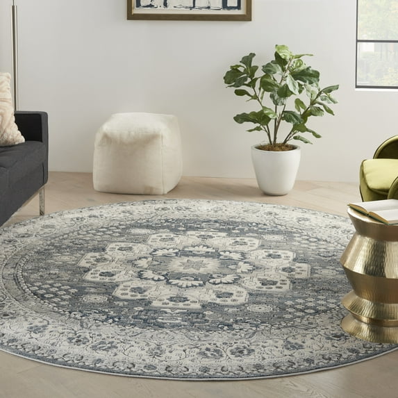 Nourison Concerto Farmhouse Grey/Ivory 7'10" x round Area Rug, (8 Round)