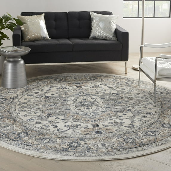 Nourison Concerto Farmhouse Ivory/Grey 7'10" x round Area Rug, (8 Round)