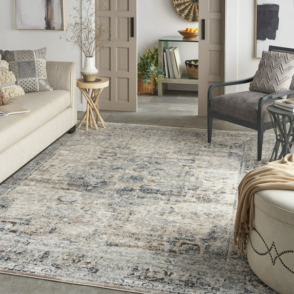 Nourison Concerto Floral Beige/Grey 7'10" x 9'10" Area Rug, (8x10)