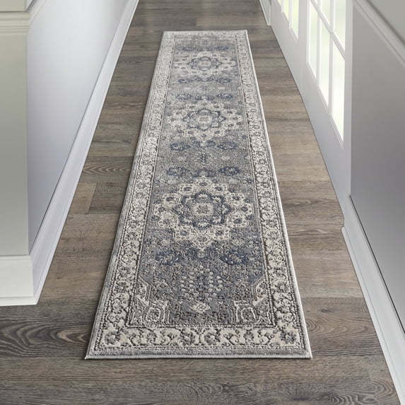 Nourison Concerto Floral Grey/Ivory 2'2" x 10' Area Rug, (2x10)