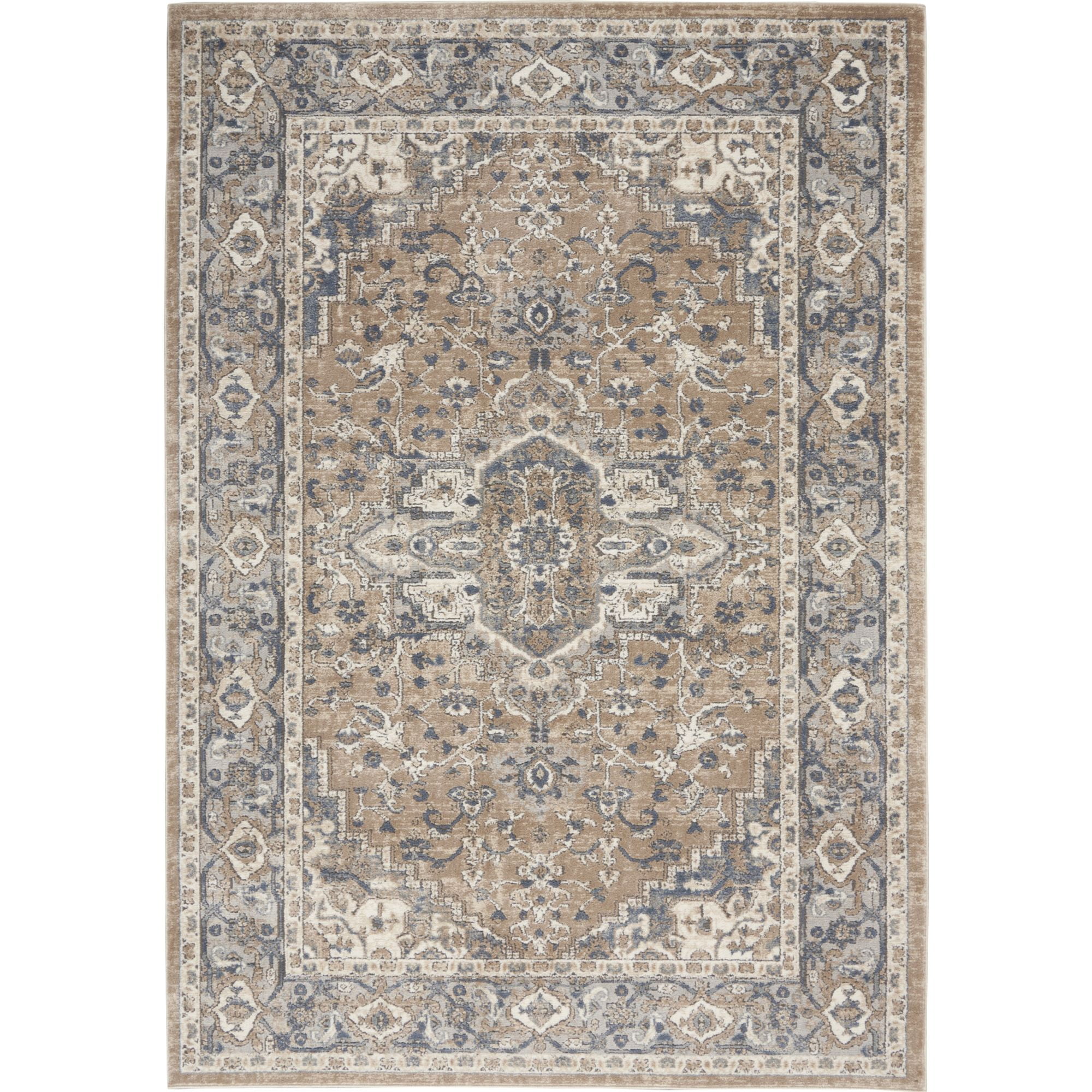 Elegant Beige & Grey Reversible 5' x 7' Synthetic Area Rug