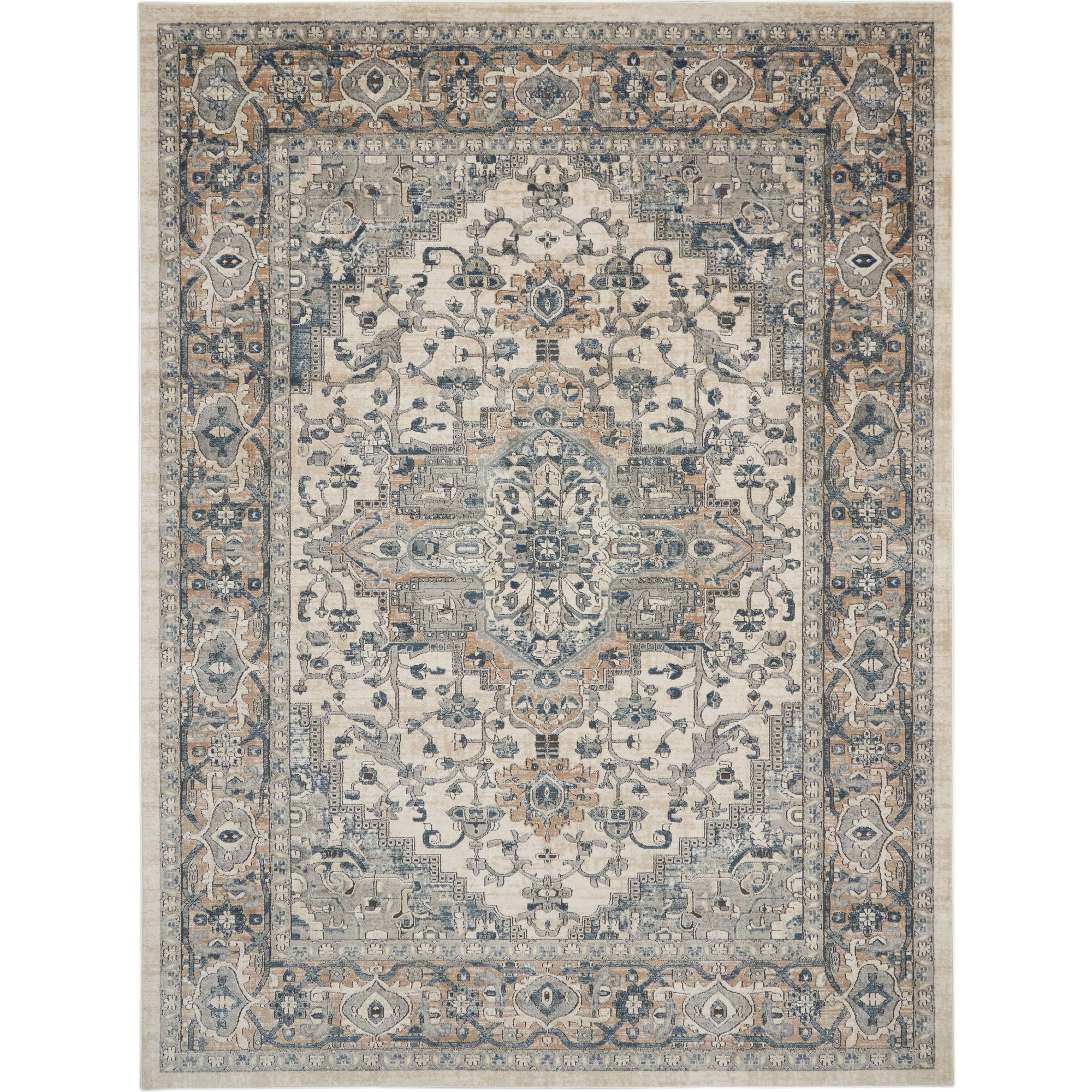 Nourison Concerto Center Medallion Indoor Rug Ivory Grey 6'7" x 9'6"