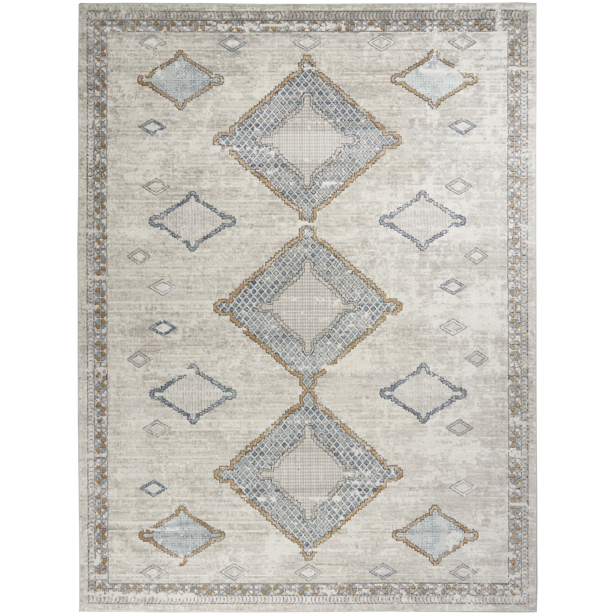 Nourison Concerto Contemporary Geometric Indoor Area Rug Ivory/Grey/Blue 10' x 14'