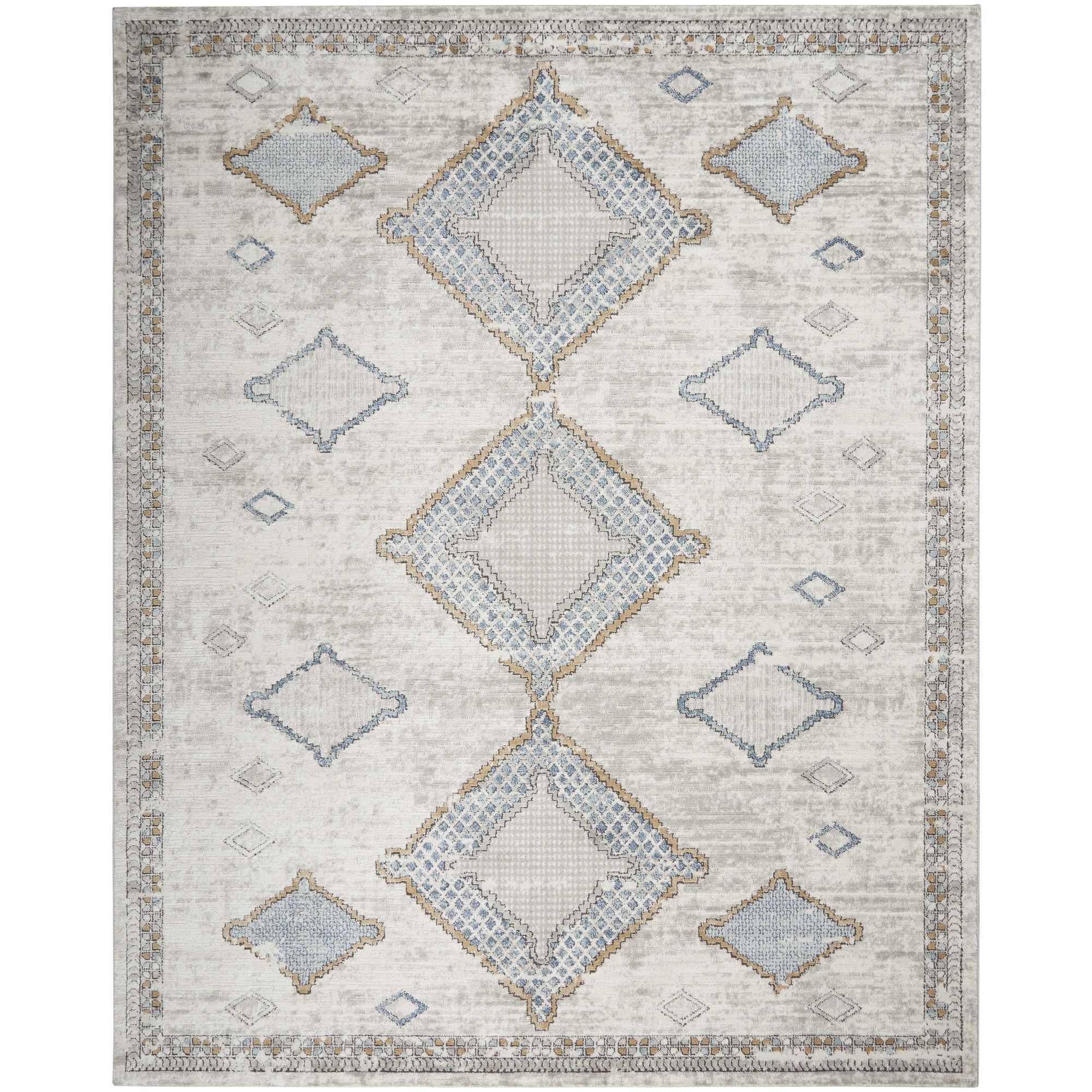 Nourison Concerto Contemporary Geometric Indoor Area Rug Ivory/Grey/Blue 6'7" x 9'6"