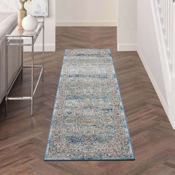 Nourison Concerto Persian Ivory Blue 2'2" x 10' Area Rug, (2x10)