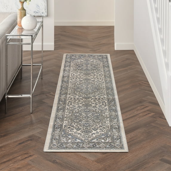 Nourison Concerto Persian Ivory Blue 2'2" x 7'6" Area Rug, (2x8)