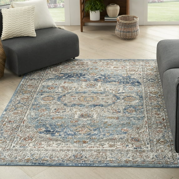 Nourison Concerto Persian Ivory Blue 3'9" x 5'9" Area Rug, (4x6)