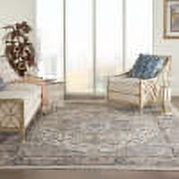 Ivory Grey Synthetic Oval Persian Area Rug 12' x 15'