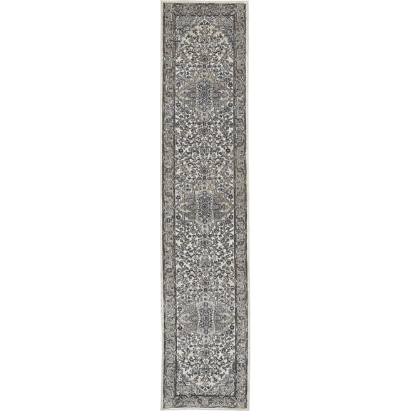 Nourison Concerto Persian Ivory Grey 2'2" x 16' Area Rug (2x16)