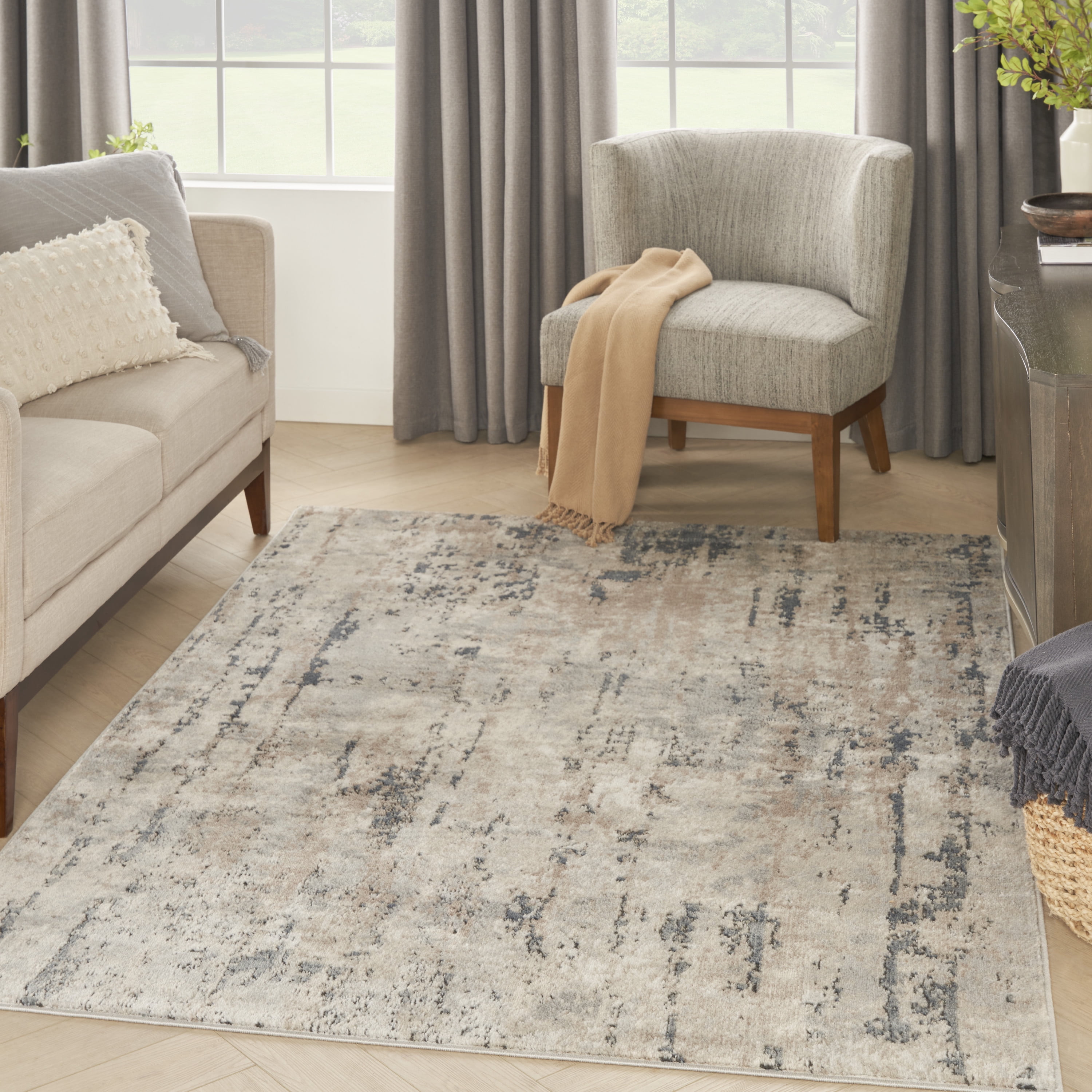 Nourison Concerto Abstract Grey Beige Area Rug (5'3 Nourison Concerto Abstract Grey Beige Area Rug (5'3