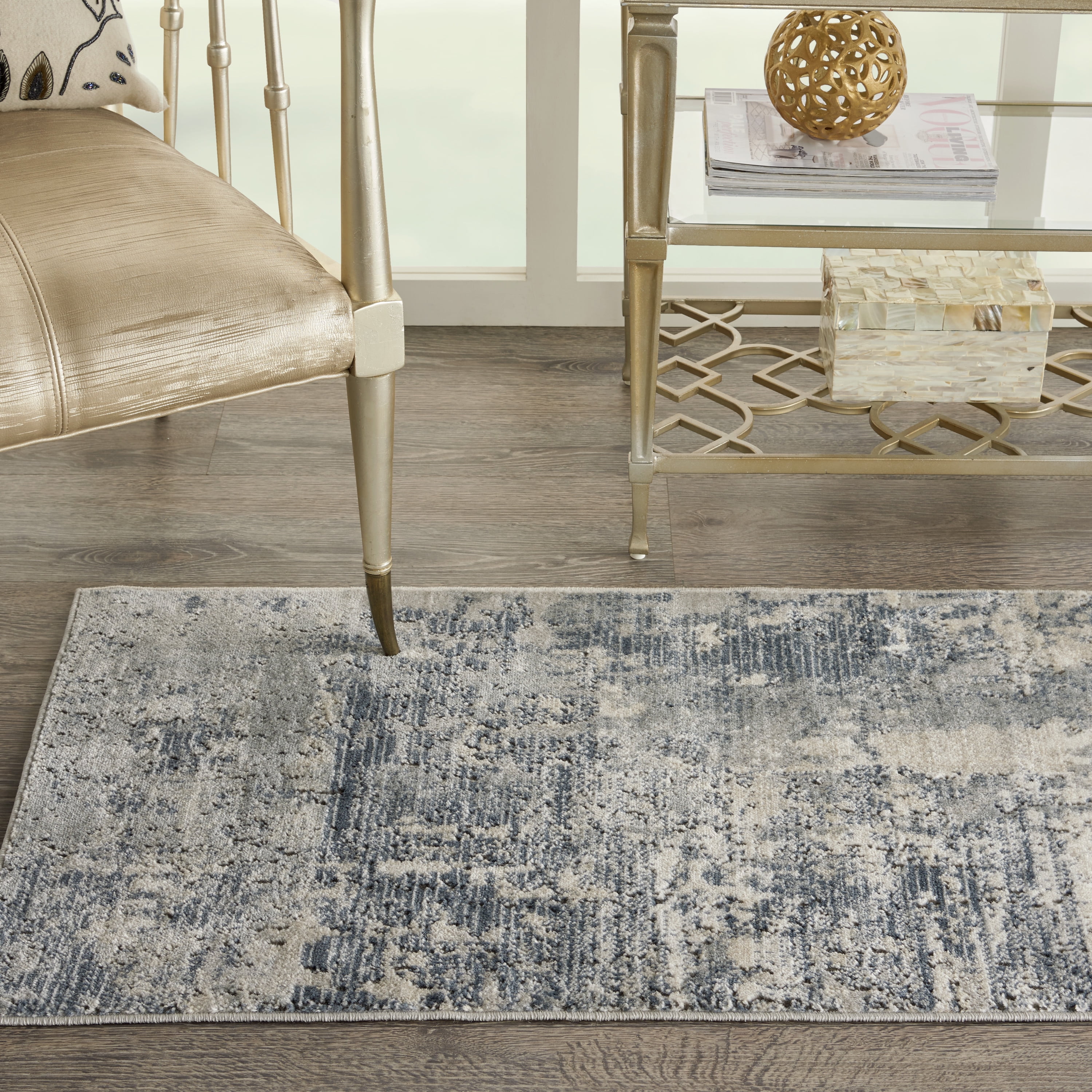 Reversible Hand-Knotted Mineral Grey and Beige Area Rug