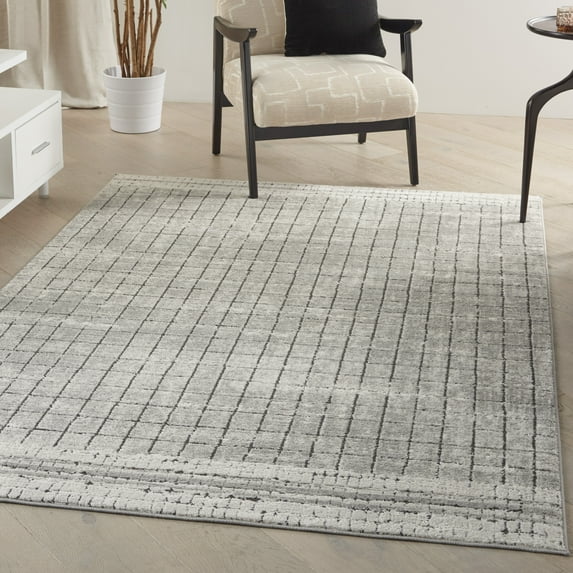 Nourison Concerto Rustic Ivory/Grey 5'3" x 7'3" Area Rug, (5x7)