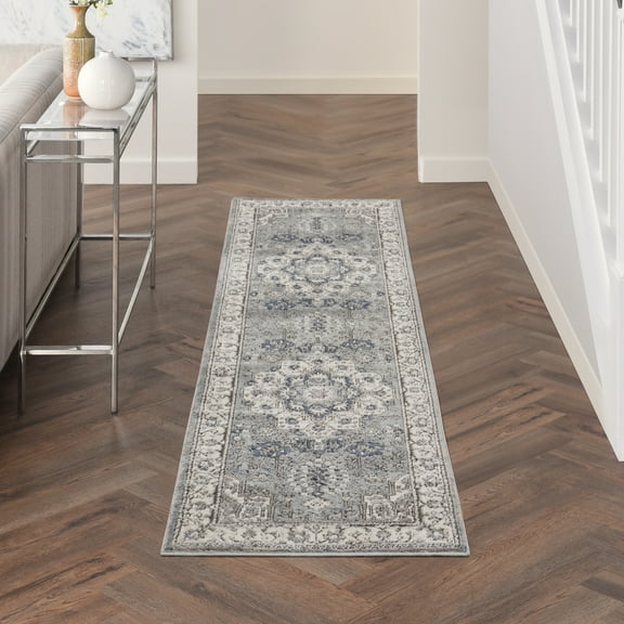 Nourison Concerto Traditional Persian Grey/Ivory 2'2" x 7'6" Area Rug, (8' Runner)
