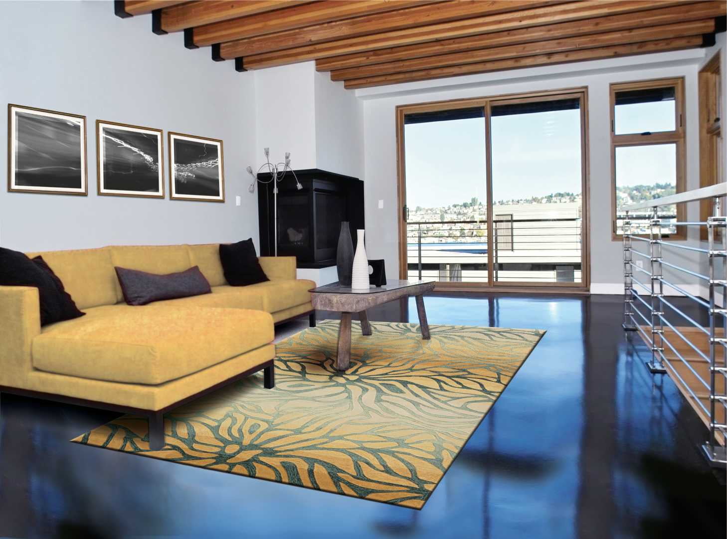 Hand-Tufted Light Blue Synthetic 8' x 10' Area Rug