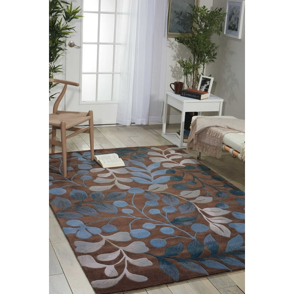 Nourison Contour Botanical Mocha 5' x 7'6" Area Rug, (5x8)