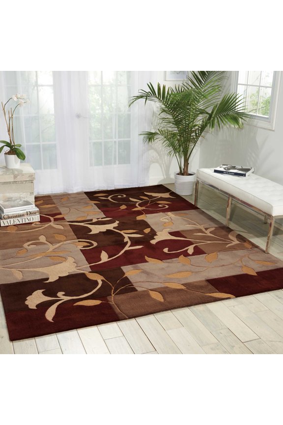 Contour Floral Mocha 7'3" x 9'3" Area Rug, (7x9)