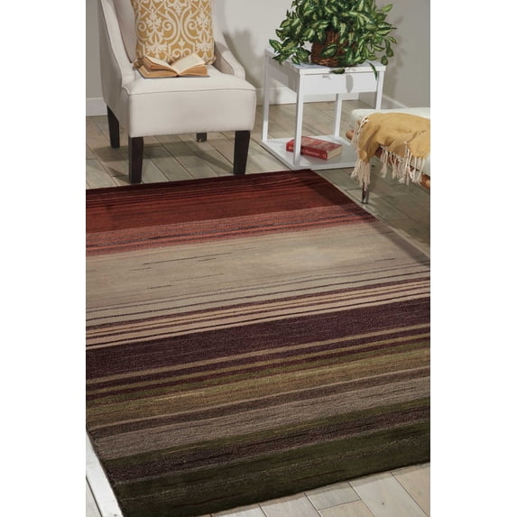 Nourison Contour Striped Forest 5' x 7'6" Area Rug, (5x8)