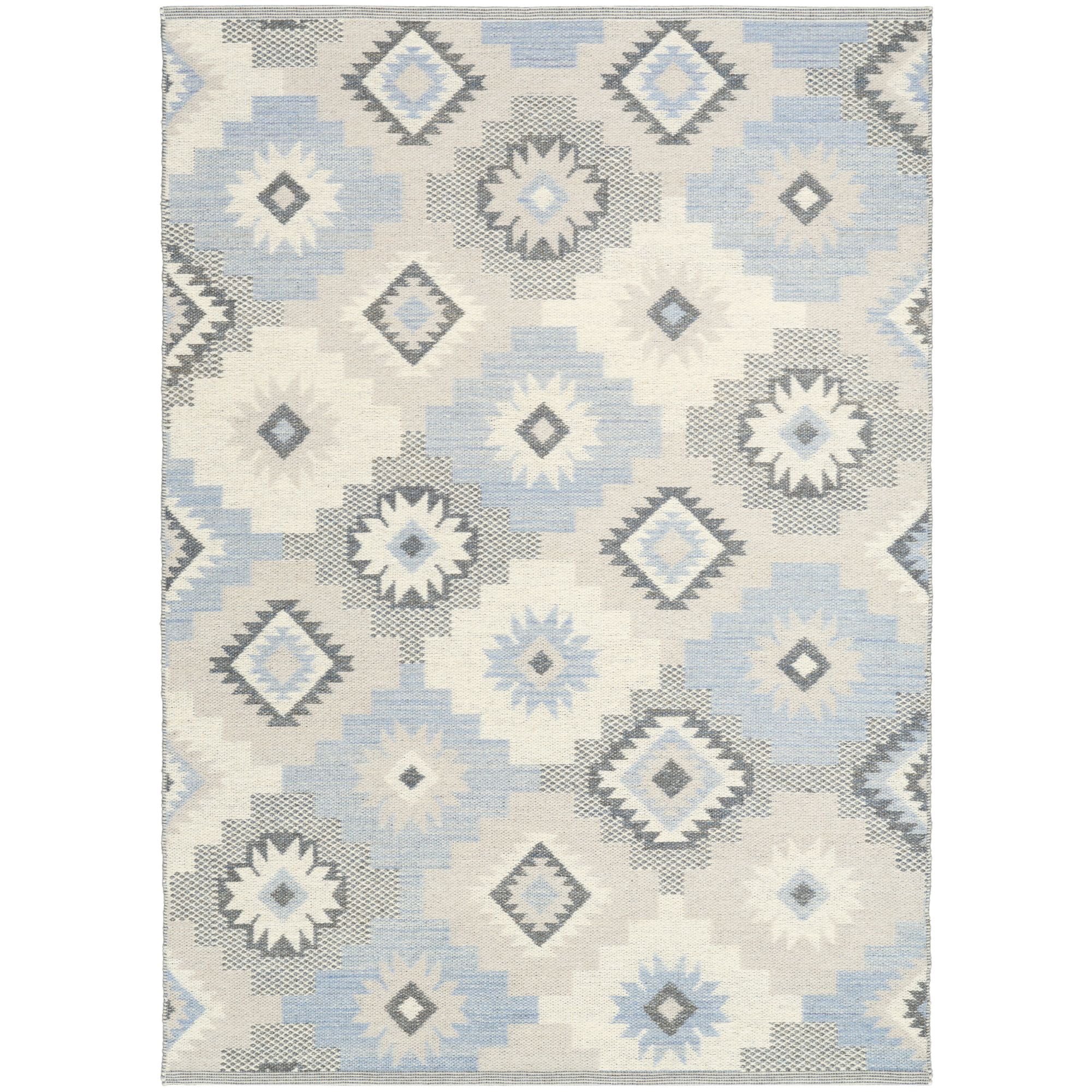 Nourison Copenhagen 8' x 10' Ivory Blue Modern Flatwoven Wool Indoor Rug