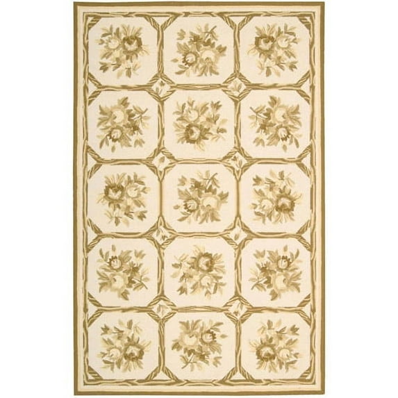 Nourison Country Heritage Area Rug Ivory/Yellow 5'3" x 8'3" Latex Free Oriental 0.25 - 0.5 inch 6' x 9' Indoor Living Room, Bedroom, Dining Room