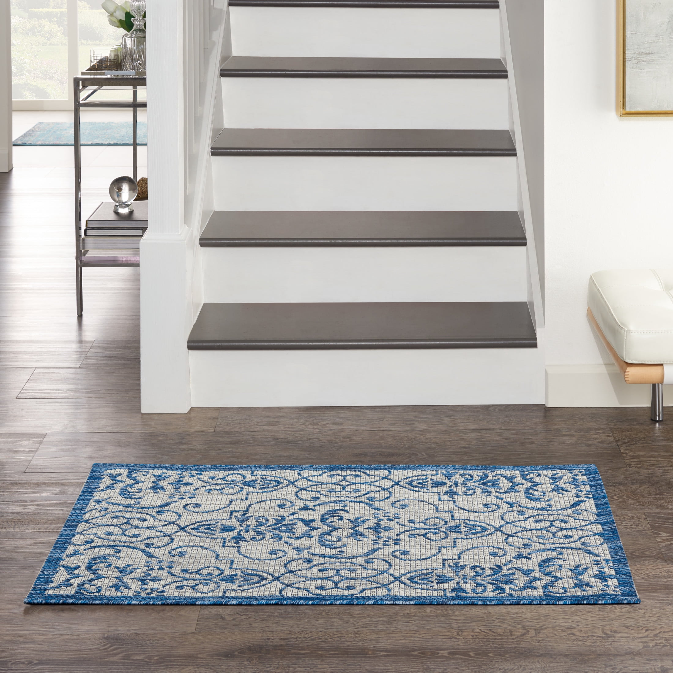 Nourison Country Side 2'2" x 3'9" Ivory Blue Farmhouse Rug