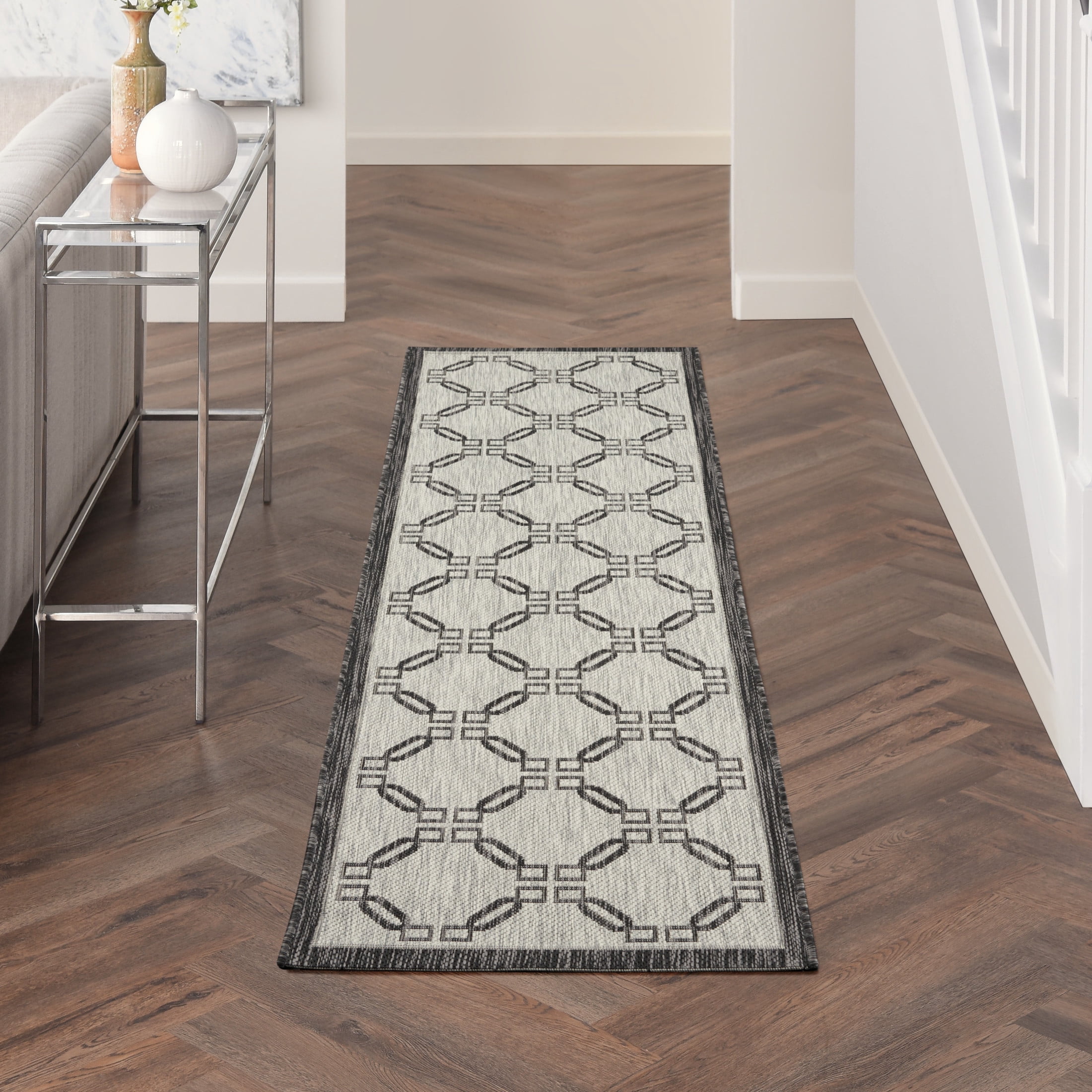 Nourison Country Side 2'2" x 7'6" Ivory/Charcoal Transitional Rug